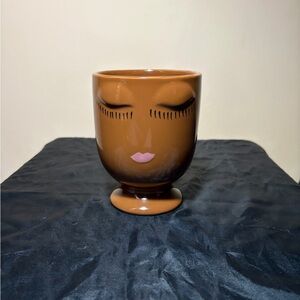Brown Ceramic Face Planter